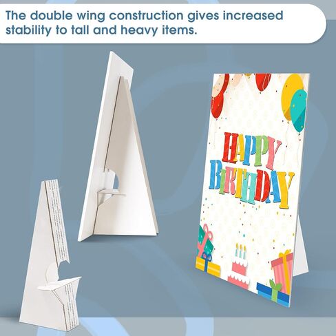 Lineco, 50 Pack Cardboard Easel Backs 5 Inch, Self Stick Double Wing Easel Stand, Display Signs, Cards, Photographs, Brochures, Posters, Craft Projects, White in Saudi Arabia