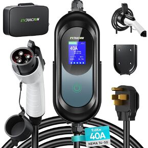 Level 2 EV Charger, 32Amp 240v Nema 14-50 Plug EV Chargers for Home Level 2, 21ft Extension Cord Portable Electric Vehicle EV Charger for J1772 EVs with Wall Connector and Holder