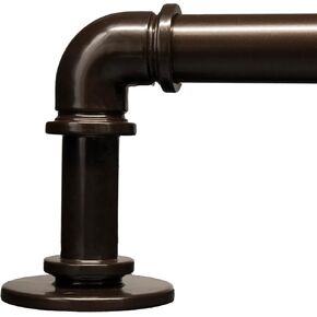 Industrial Curtain Rods for Windows 18 to 88 Inches Adjustable Length, 1 Inch Diameter, with Aluminium Finials,Antique Red Bronze