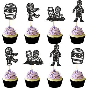 40 Pack Edible Halloween Glasses Cupcake Toppers Wafer Paper Halloween Glasses Birthday Cake Pick for Horror Theme Baby Shower Party Cake Decorations Supplies