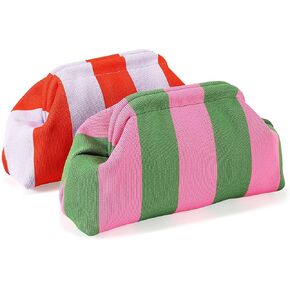 2 Pack Clutch Purses for Women Crochet Women Dumpling Bag women purse Summer Beach Bag Cloud Purse Striped Color Evening Handbag Pool Clutch