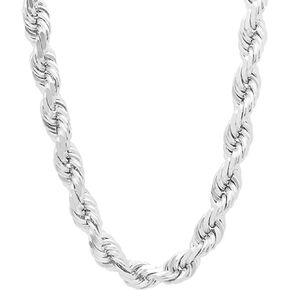 TUOKAY 6mm White Silver Rope Chain Silver Rope Necklace for Men Women Rope Chain 24 inch Length Rapper Rope Chain Costume for Rapper and Rap Gangsta