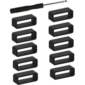 Genuine 16mm/18mm/20mm/22mm/24mm Rubber Silicone Watch Band Watch Strap Keeper Retainer Holder Loops (10 pcs) Replacement - Black Watch Band Retainer