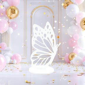 22 Inch White Wood Butterfly Prop Decor Large Butterfly Wings Wooden Cutout Wood Butterfly Backdrop Princess Butterfly Prop Decoration for Wedding Baby Shower Birthday Butterfly Party