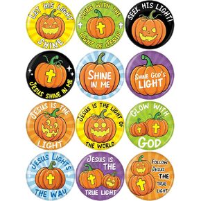 120 Pcs Halloween Button Pins Christian Pumpkin Button Pins Halloween Religious Pumpkin Brooch for Halloween Party Supplies Autumn Holiday Brooch Pins for Clothes Bags Accessories Gifts