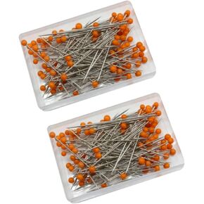 2Boxs (200 Pcs) Orange Glass Head Needles Sewing Pins Straight Quilting Pins Craft Pins Dressmaker Tailor Pins with Colored Ball Head Straight Pins for Fabric Jewelry DIY Arts, Crafts and Sewing