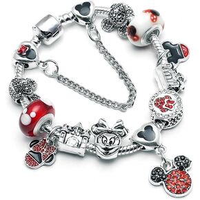 Cartoon Mouse Charms Bracelet, Silver Plated Anti-Tarnish Alloy, 20CM, SHAPER681359412944