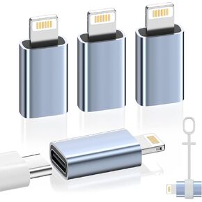 MoKo USB C to Lightning Adapter, Not for Audio/OTG, Lightning Male to USB C Female Adapter for iPhone 14/13/12/11/X Series, iPad/AirPods, Support Charging & Data Sync, with Anti-Lost Loop, Black