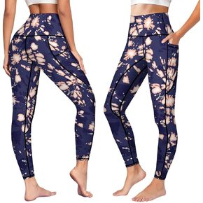 High Waist Yoga Pants with Pockets Tummy Control Workout Running 4 Way Stretch Yoga Leggings for Girls Women