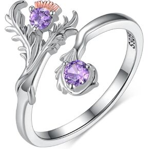 Scottish Gifts Scottish Thistle Ring 925 Sterling Silver Thistle Open Ring for Women Scottish Thistle Jewelry Gifts for Women