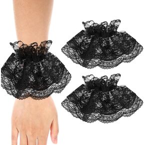 1 Pair Lace Gloves Black Floral Wrist Cuffs Women Bridal Wedding Halloween Masquerade Party Decorative Supplies
