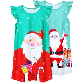 2-Pack Nightgown for Girls Flutter Sleeve Mermaid Pajamas Cotton Sleepwear