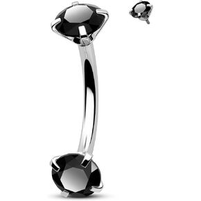 CM Crareesi Mania Belly Button Rings 14G 316L Stainless Steel Belly Ring Double Black CZ Classic Belly Piercing Jewelry for Women Navel Rings