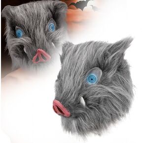 Inosuke Mask Demon Slayer Mask Anime Pig Latex Helmet Boar Full Head Mask Halloween Costume Cosplay Props