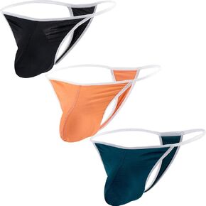 Men's Thongs and G-strings Sexy T-Back Underwear Micro Thong with Pouch Low Rise Bikini Briefs