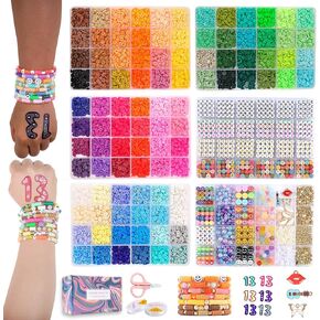 occalong Friendship Bracelet Making Kit – 6 Box Set, 16000 Pcs, DIY Jewelry Making Set – Includes Clay Beads, Letter Beads, Charms, and String – for Music Fans and Friends