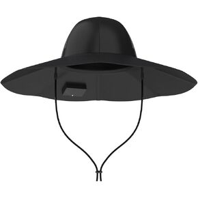 EF ECOFLOW Power Hat, Solar Charging Bucket Fishing Hat, Dual USB-A/USB-C Ports, SPF 50+ Wide Brim Sun Hats for Women, Men, Portable for Outdoor, Hiking, Mountain Climbing -XLarge 24 in, Black