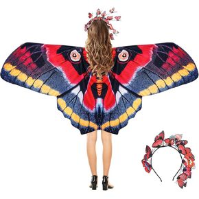 Butterfly Wings Shawl Costume Fairy Moth Wings Cape for Women Girls Halloween Cosplay Party Costumes 95x44 inch