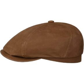 Stetson 6 Panel Calf Leather Flat Cap Men -