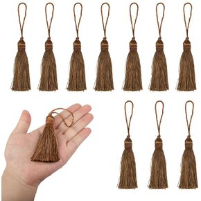 15Pcs Small Tassel 15.5cm/6 Inch Silky Floss Bookmark Tassels with 2.5 Inch Cord Loop for Jewelry Making, Souvenir, Bookmarks, DIY Craft Accessory（Orange,15P）