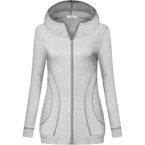 Womens Long Sleeve Zip Up Hoodies Workout Casual Sports Yoga Running Athletic Jackets