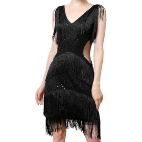 Flapper Dresses,1920s Dresses for Women, Gatsby Party Costume, Womens Cocktail Dresses, Sexy V-Neck Tassel Fun Dress