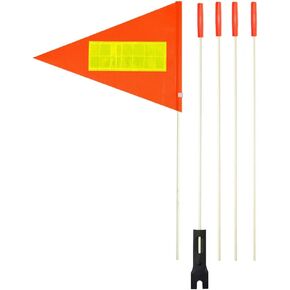 Bike Safety Flag Heavy Duty Fiberglass Pole Polyester Flag with Reflective Strip（1 Pcs)
