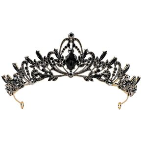 CAVETEE Black Crown for Women, Halloween Gothic Queen Crowns and Tiaras Princess Red Evil Hair Accessories Birthday Crown for Women Costume Party