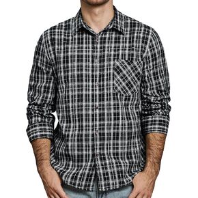 JOGAL Long Sleeve Shirts for Men Plaid Button Down Shirt Mens Casual Cotton Button Up Pocket Shirt