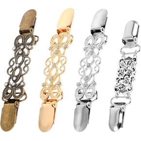 4pcs Vintage Dress Clips Waist Cincher Clip 4 Styles Sweater Clips Dress Clips Shirt Clips for Women Clothing,Back Cinch Dress Cincher Shawl Clips Cardigan Clips Brooch Clip