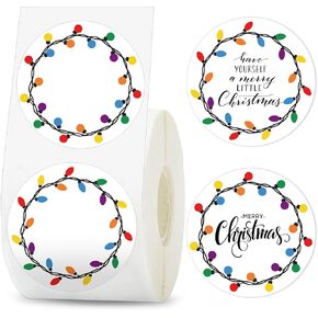 Whaline Christmas Direct Thermal Labels Xmas Bulbs Coding Label Stickers Self-Adhesive Thermal Label Printer Decals for Holiday Party Business, 500Pcs