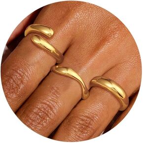 Chunky Stackable Gold Rings for Women Non Tarnish Thick 14k Gold Plated Stacking Ring Sets Dainty Thumb Band Eternity Rings Trendy Statement Minimalist Cute Rings Jewelry for Women Size 6 7 8 9 10