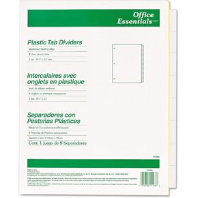 11468 Plastic Insertable Dividers, 8-Tab, Letter
