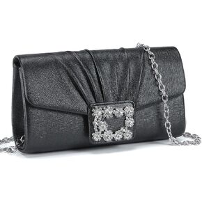 Missnine Evening Bag Pleated PU Leather Clutch Purse for Women Elegant Formal Wedding Handbag Sparkling Party Prom Purse