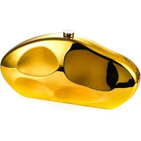 MsMk Acrylic Clutch Purse for Women,Metallic Irregular Shell Evening Bag with Chain Crossbody Bag for Wedding Cocktail Party