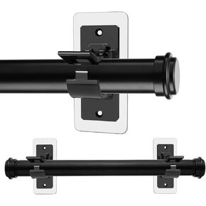 Curtain Rods for windows 30-45 inch,Adjustable Black Curtain Rod Set,Decorative Curtain Rod Set with 2PCS No Drill Curtain Rod Brackets
