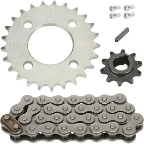 420 Chain 25 Tooth Sprocket + 420 Chain 32 Links for Coleman KT196 CK196 Go Kart Predator 212cc 196cc 6.5hp Engine Powersports Parts 40/41/420 Chain Jackshaft Sprocket 10T 5/8" Bore