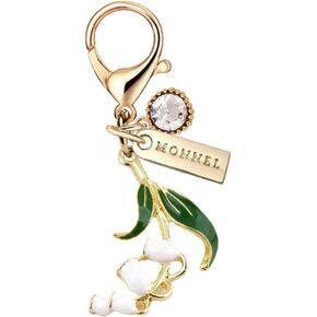 MC450 Little Lily of the Valley Lobster Clasp Charm for Women with Velvet Bag (White,1 Piece)