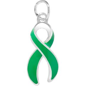 Green Ribbon and Heart Shaped Mental Health Awareness Charm – Bulk Green Ribbon Charm |Wholesale Pack Symbolic Jewelry for Advocacy & Support | Versatile Accessory for Bracelets, Necklaces & Keychains |Thoughtful Gift Idea -