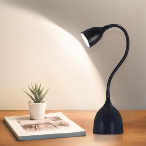 Gooseneck Desk Lamp 360° LED Flexible Reading Light Small Desk Lamps for Small Spaces Home Office Bedroom College Dorm Desk Bookshelf Nightstand Table Lamp (Black)