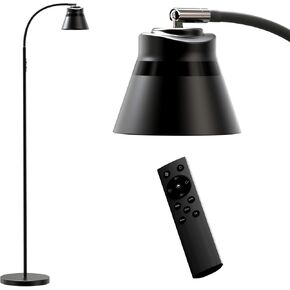 AXX Reading Floor Lamp for Living Room, Flexible Gooseneck Standing Lights for Task, Craft, Architect - Small-Shade, Metal, LED, Black, Bright, Dimmable