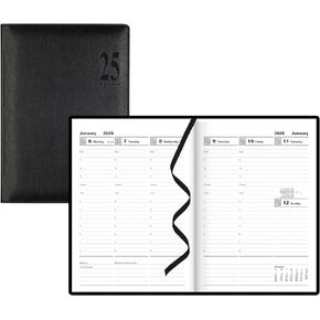 Letts of London Milano A5 Vertical Week to View Planner with Appointments 2025, 8.25-inch Length (Black)