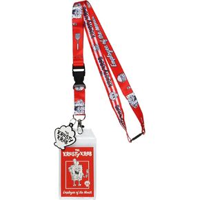 Spongebob Squarepants Cartoon Krusty Krab Employee of The Month Breakaway Lanyard ID Badge Holder with 2" Rubber Charm