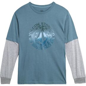 Volcom Boys' Two-Fer Shirt - Pullover Crewneck Long Sleeve Shirt - Stylish Logo Graphic Tee for Boys (Size: 8-20)