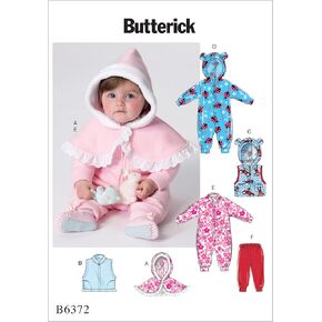 Butterick Patterns Infants' Cape, Vest, Buntings and Pull-On Pants, YA5 (New Born-S-M-L-x-Large)
