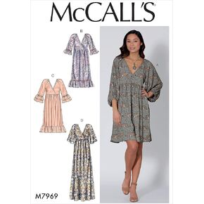McCall Pattern Company McCall's Women's Loose Fitting Pleated Pullover Dress, Sizes 4-14 Sewing Pattern
