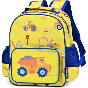Kids Backpack for Boys Girls, Toddler Backpack Child Bookbag for Preschool Kindergarten Travel Daycare Water-Resistant Lightweight 12 Inches (Construction)