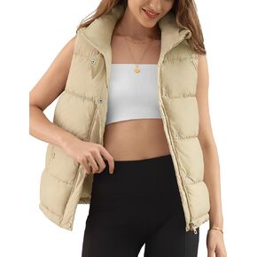Puffer Vest Women Fall Winter Puffy Vest Stand-Up Collar Lightweight Vest 2024 Trendy Outfits