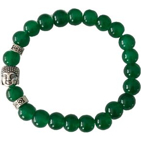 Secret for Longevity Dark Green Chinese Synth Jade Jadeite Buddha Zen Buddhist Prayer 8mm Beads Mens Womens Stretch Good Luck Yoga Bracelet