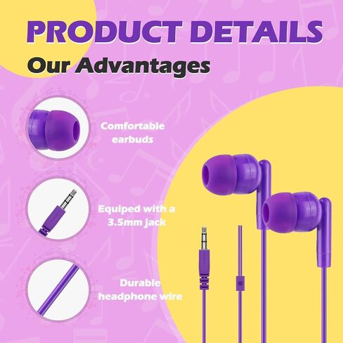 Earbud Bulk Kids Headphone for Classroom School 200 Pack,Wholesale Classroom Students Wired Earphones with 3.5 mm Jack for Computers Chromebook Laptop PC (Mixed Colors) in Saudi Arabia
